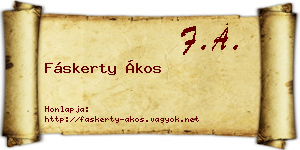 Fáskerty Ákos névjegykártya
